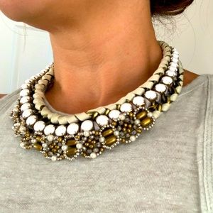 Ribbon and Bead Collar Necklace